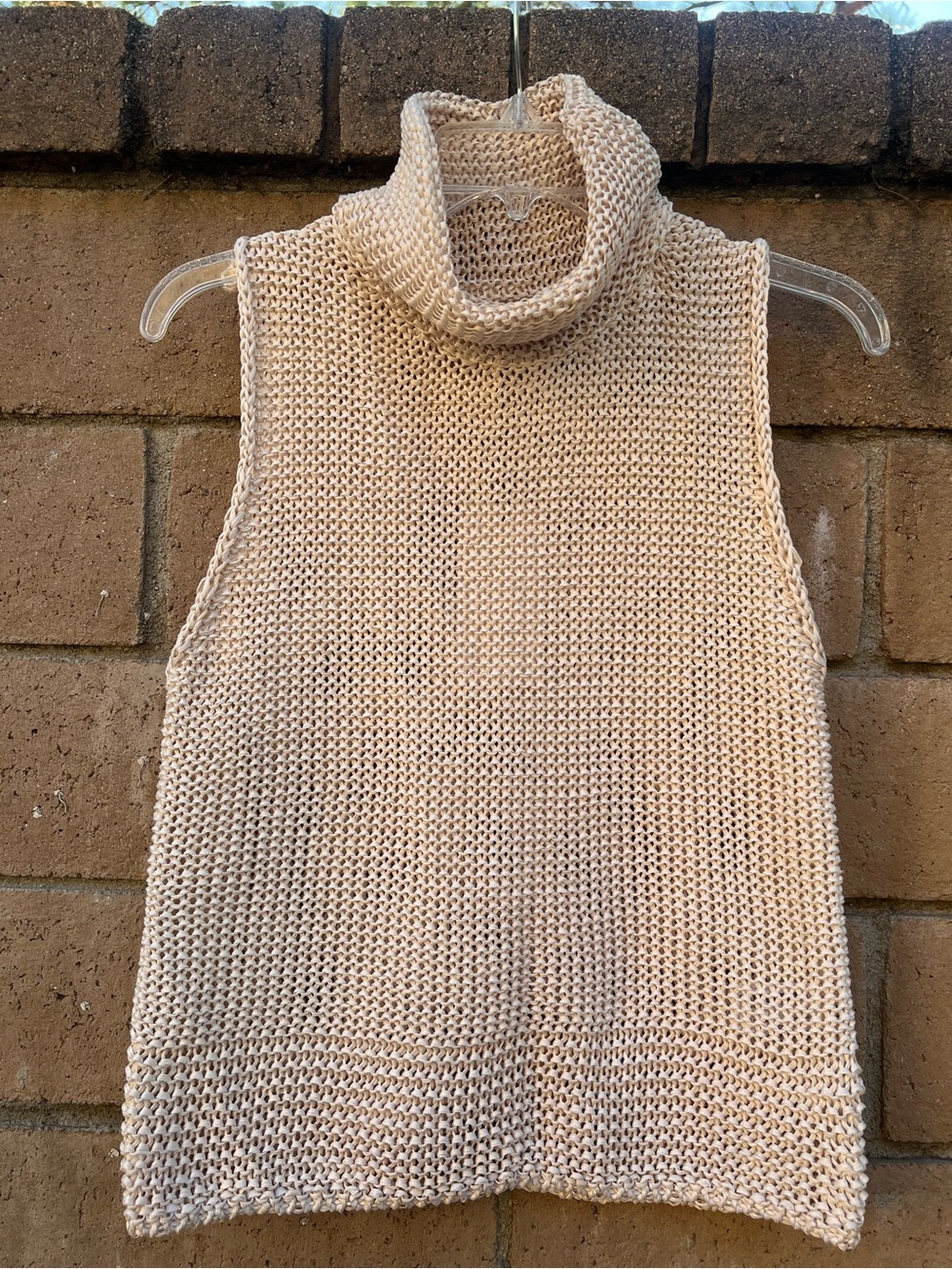 Zara Cream Sleeveless Cowl Neck Knit Top